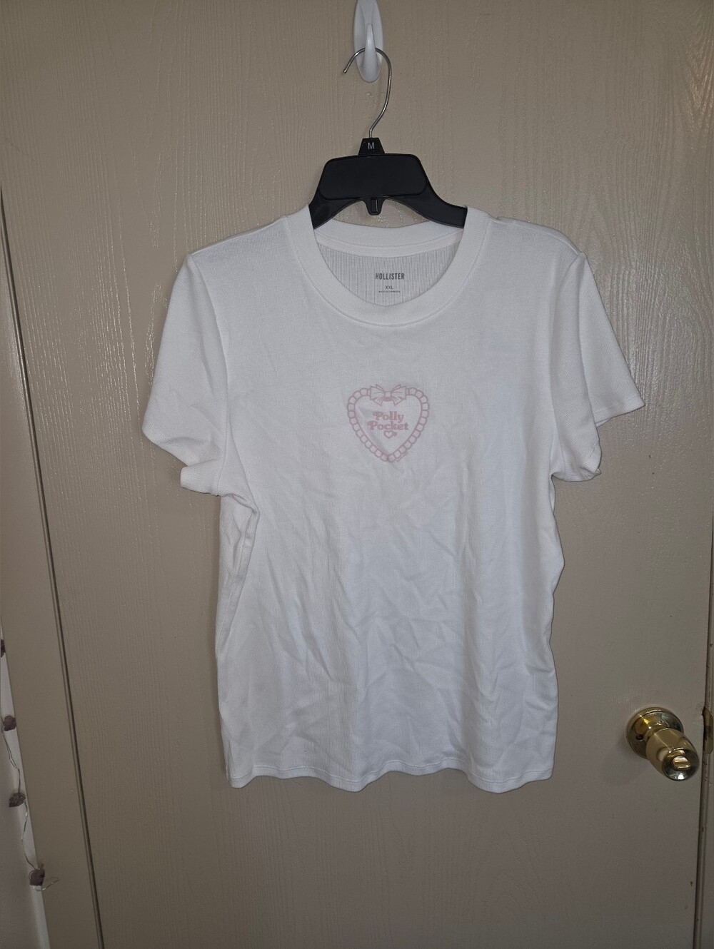 Hollister Polly Pocket White Ribbed Short Sleeve Top Womens Size XXL NWT